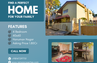 House for sale at Hanuman Nagar,2nd stage, 40x60 4 bhk