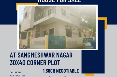 House for sale at Sangmeshwar nagar 30x40 corner plot