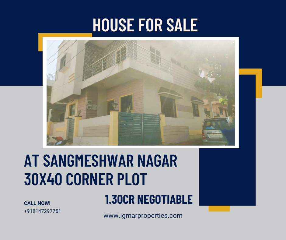 House for sale at Sangmeshwar nagar 30x40 corner plot