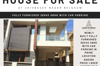 House for sale fully furnished 30x45 4bhk with car parking at Shivbasav Nagar