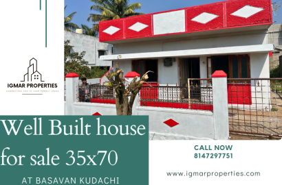 Well Built house for sale at basavan kudachi 35x70