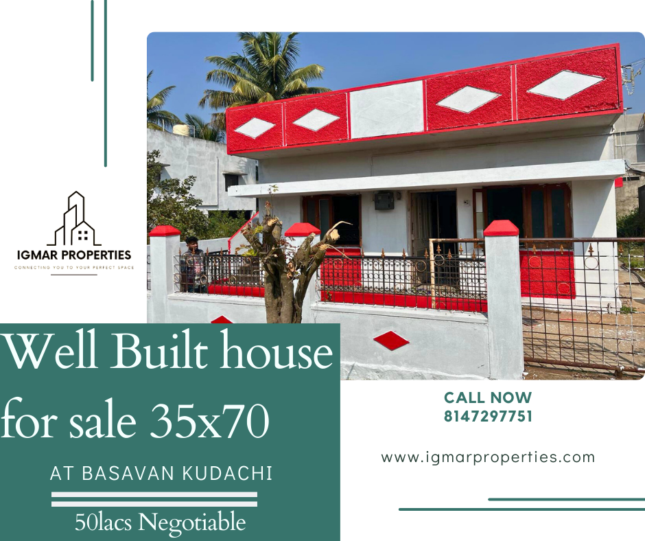 Well Built house for sale at basavan kudachi 35x70