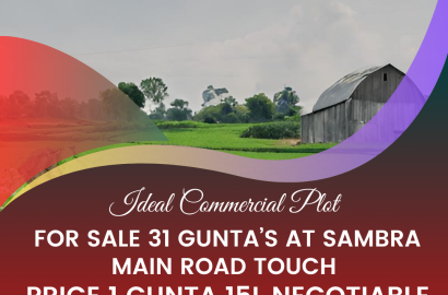 Ideal Commercial Plot for Sale 31 gunta’s at sambra main road touch price 1 gunta 15L negotiable