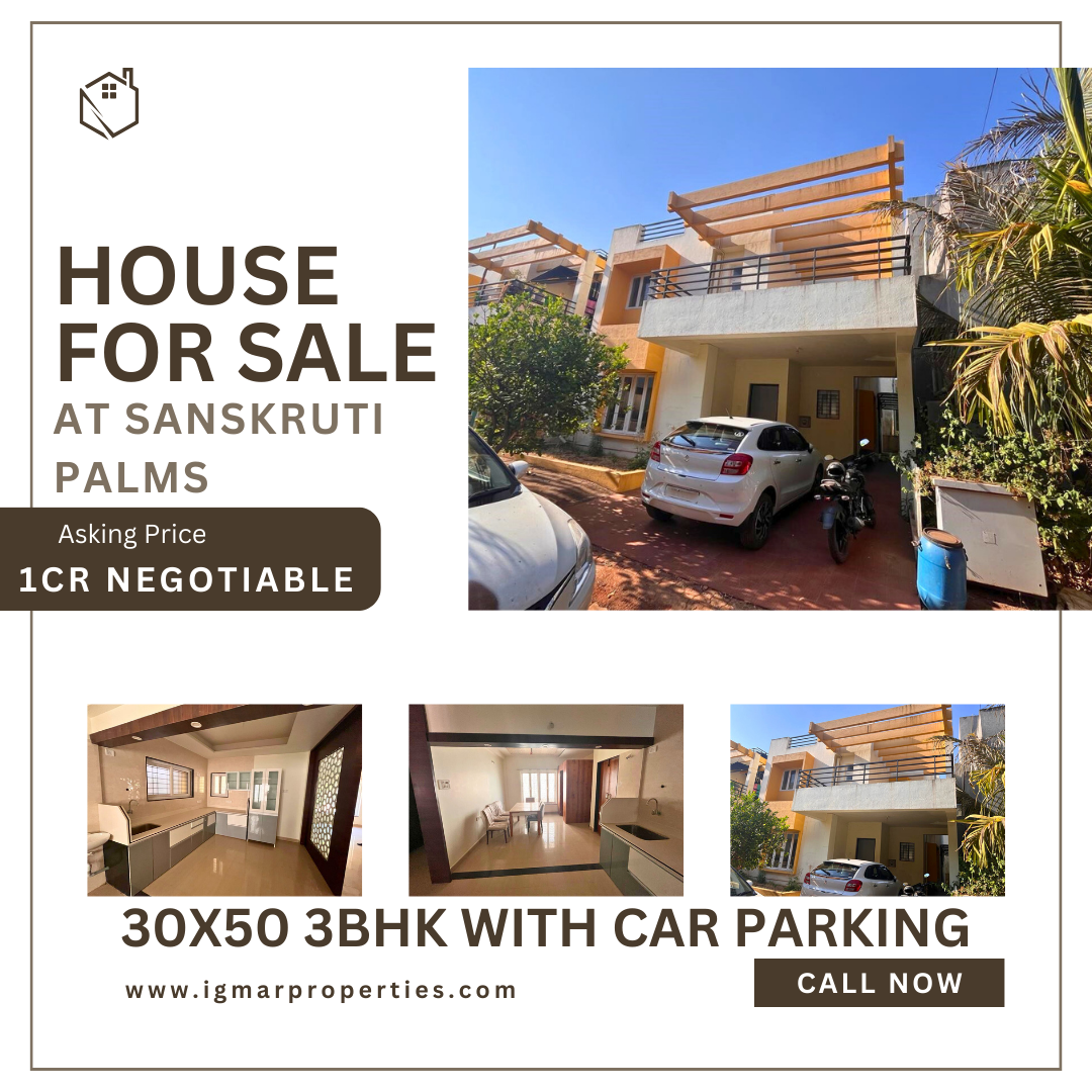 House for Sale At Sanskruti Palms 30x50 3bhk with car parking