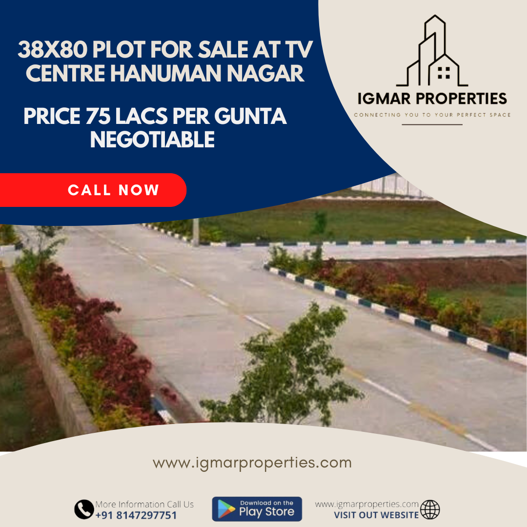 38x80 plot for sale at tv centre hanuman nagar