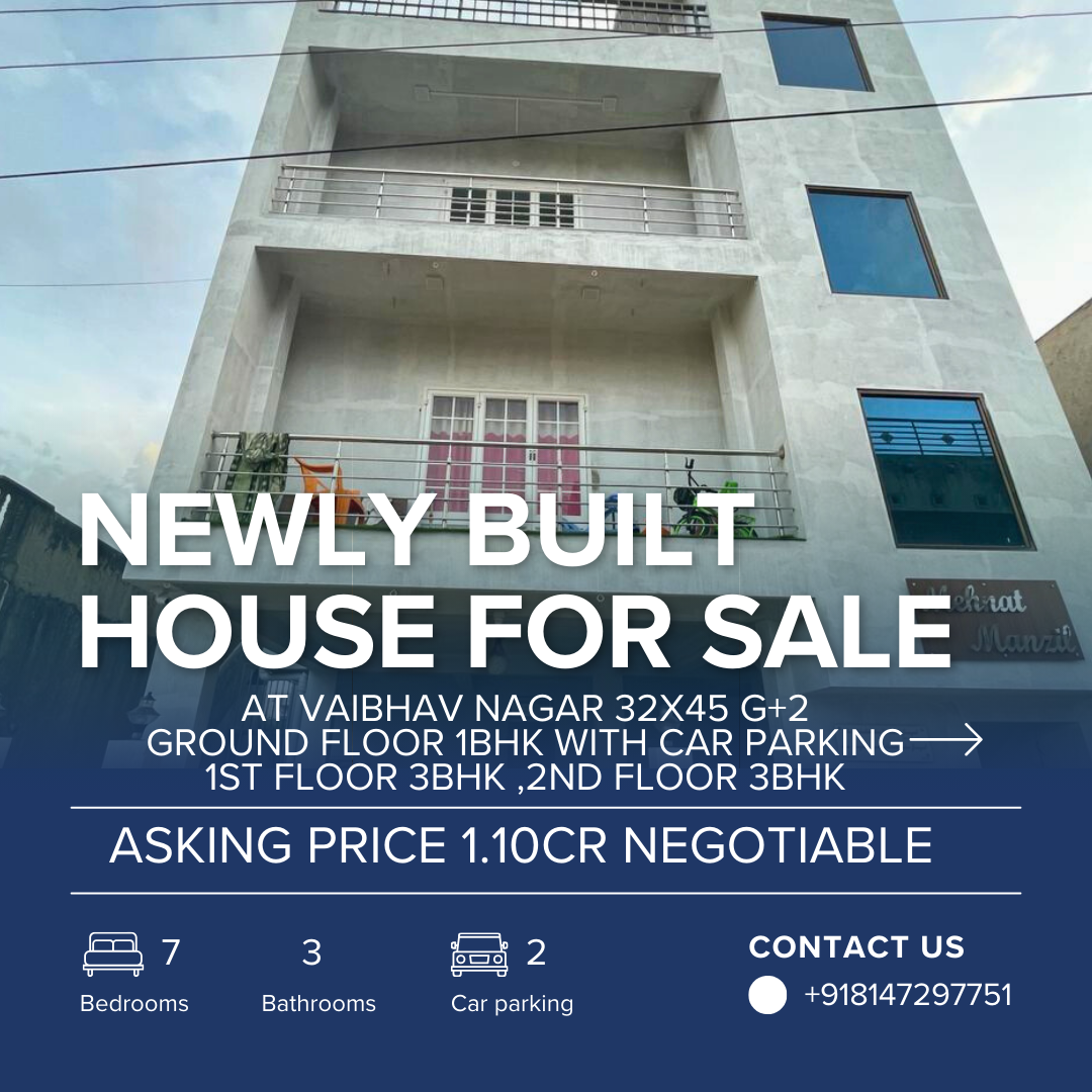 Newly built house for sale at vaibhav Nagar 32x45