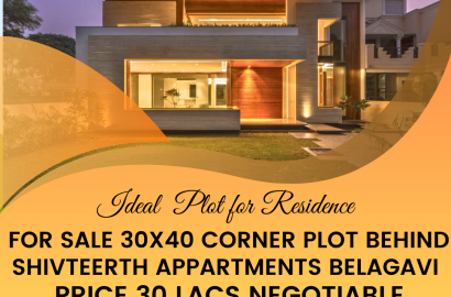 Ideal Plot for Residence for Sale 30x40 Corner Plot Behind Shivteerth Appartments Belagavi