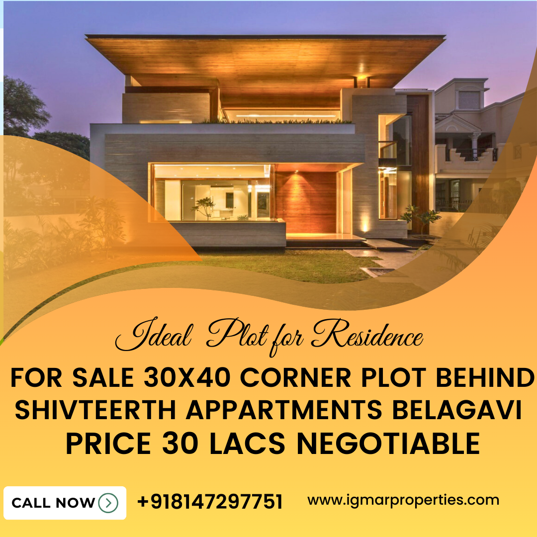 Ideal Plot for Residence for Sale 30x40 Corner Plot Behind Shivteerth Appartments Belagavi