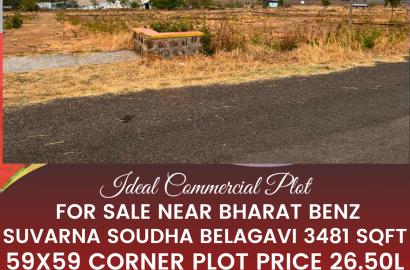 Ideal Commercial Plot for Sale near bharat benz Vidhan Soudha 59x59 corner plot