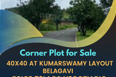 Corner Plot for Sale 40x40 at kumarswamy Layout Belagavi