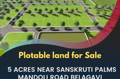 Plotable land for Sale 5 acres near sanskruti palms mandoli road belagavi 10 Lacs Per Gunta