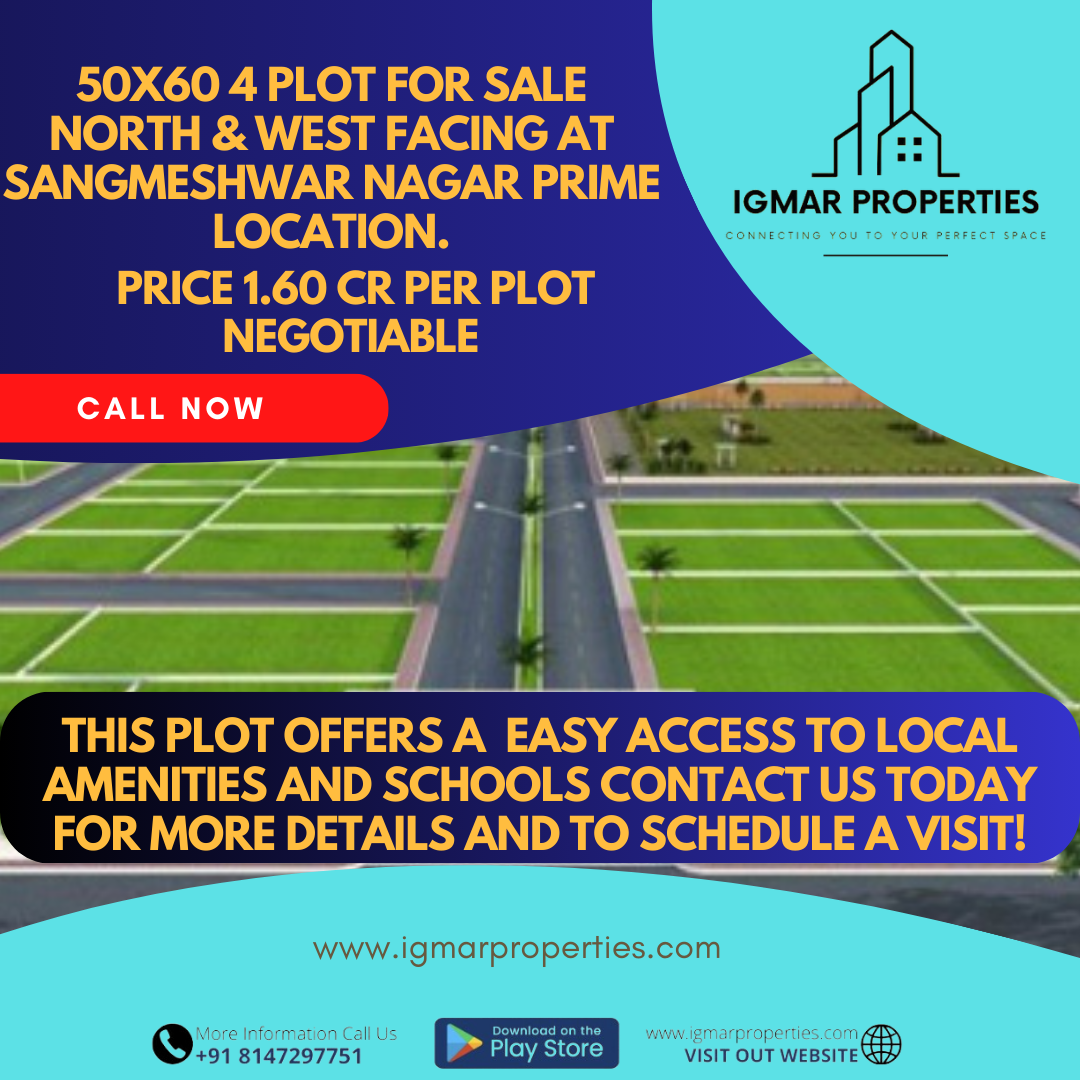 PLOT FOR SALE NORTH & WEST FACING 50X60 4  PLOTS AT SANGMESHWAR NAGAR PRIME LOCATION.