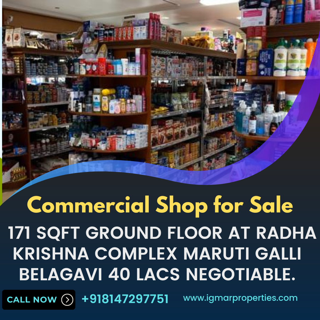 Commercial Shop for Sale 171 sqft Ground Floor at radha krishna complex maruti galli belagavi